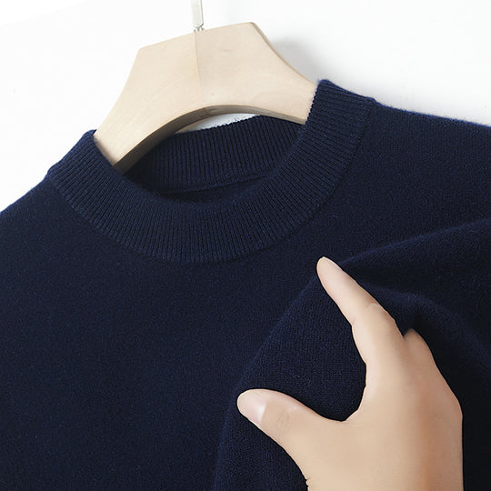 Herren-Kaschmirpullover, Rundhals, einfarbig