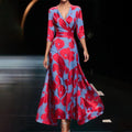 BeliShopnorytes Maxikleid mit 3/4-Ärmeln und V-Ausschnitt
