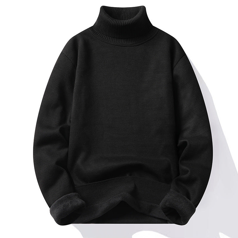 Herren-Rollkragenpullover, gefüttert, schmal geschnitten