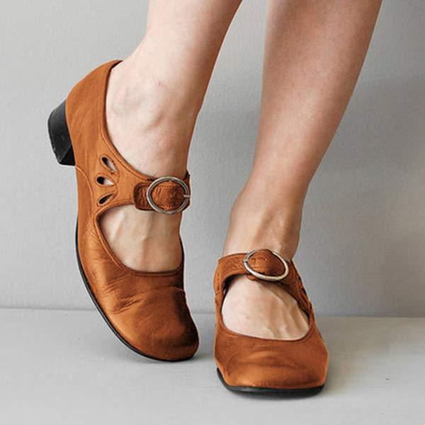 Damen Mary Jane Schuhe mit runder Spitze Vintage Stil
