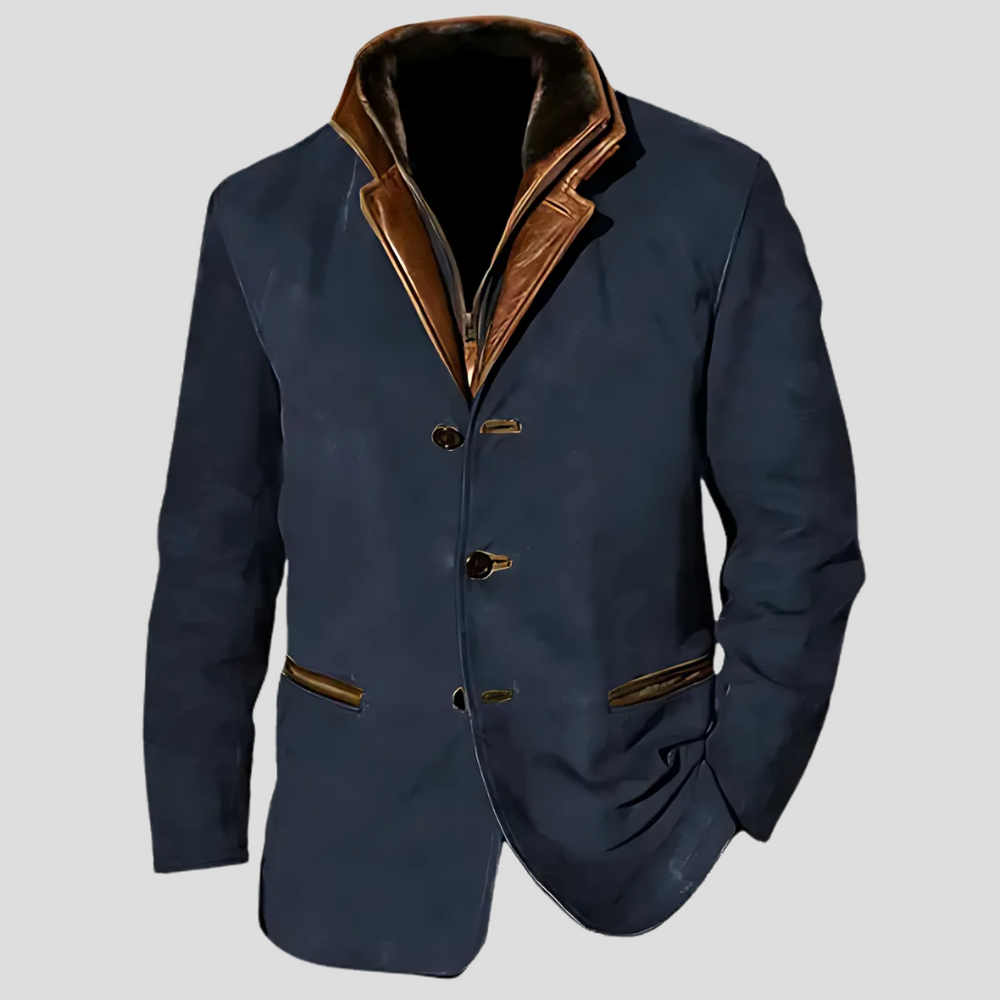 Retro Kontrastkragenjacke für Herren