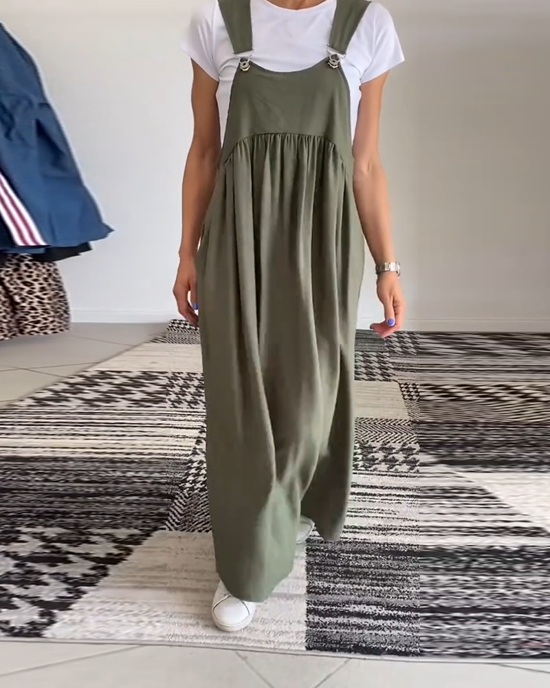 Kleid Lässig Einfarbig Hosenträger