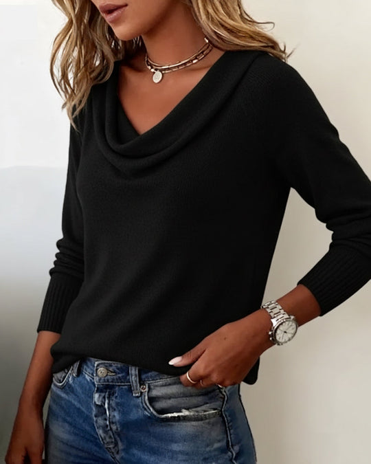 Langärmeliger Pullover mit Plüschkragen