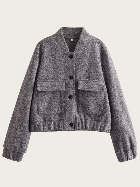Kurze graue Wolljacke für Frauen Mauwi