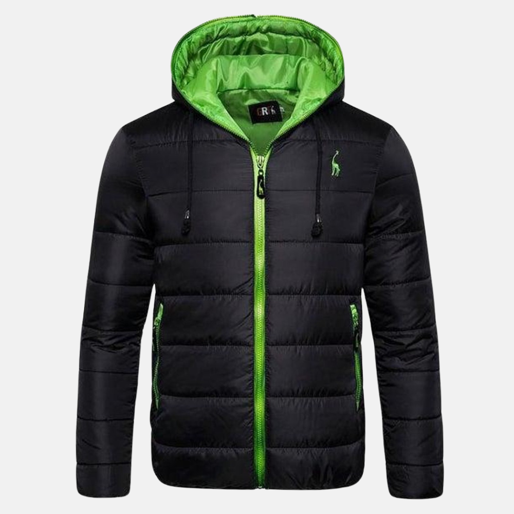 Shopnory | Daunenjacke Normale Passform Wasserabweisend Kapuze Reißverschluss Taschen