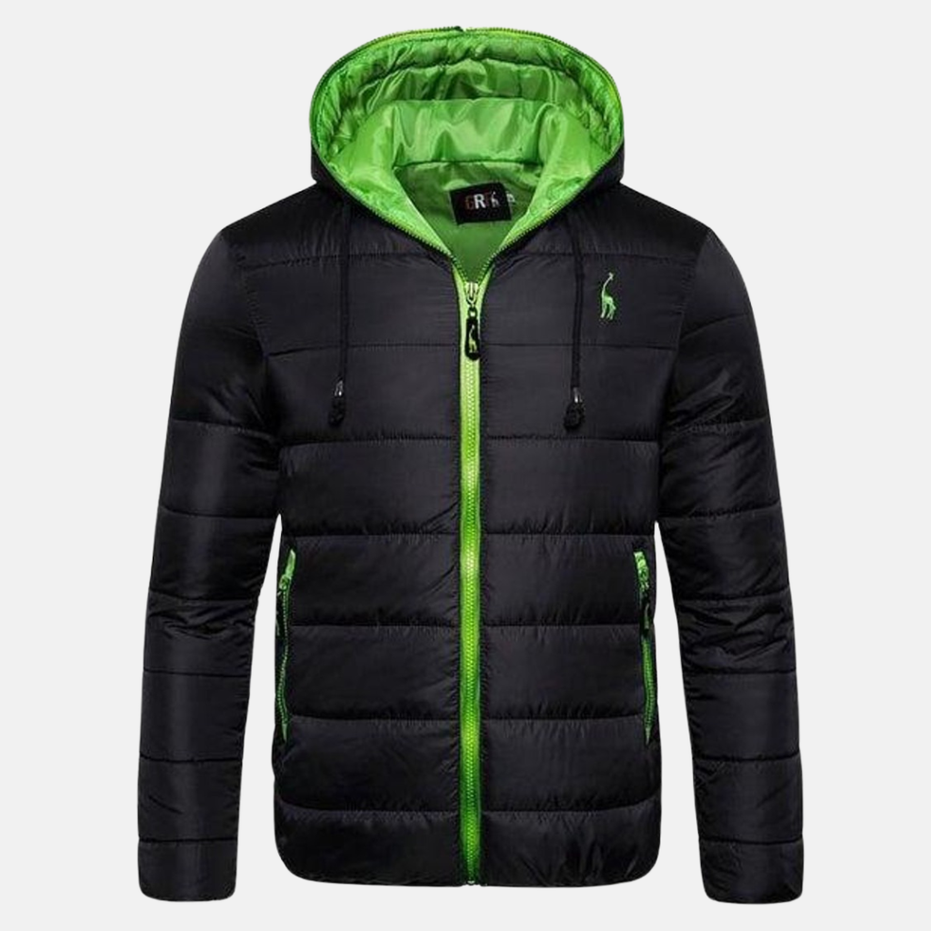 Shopnory | Daunenjacke Normale Passform Wasserabweisend Kapuze Reißverschluss Taschen