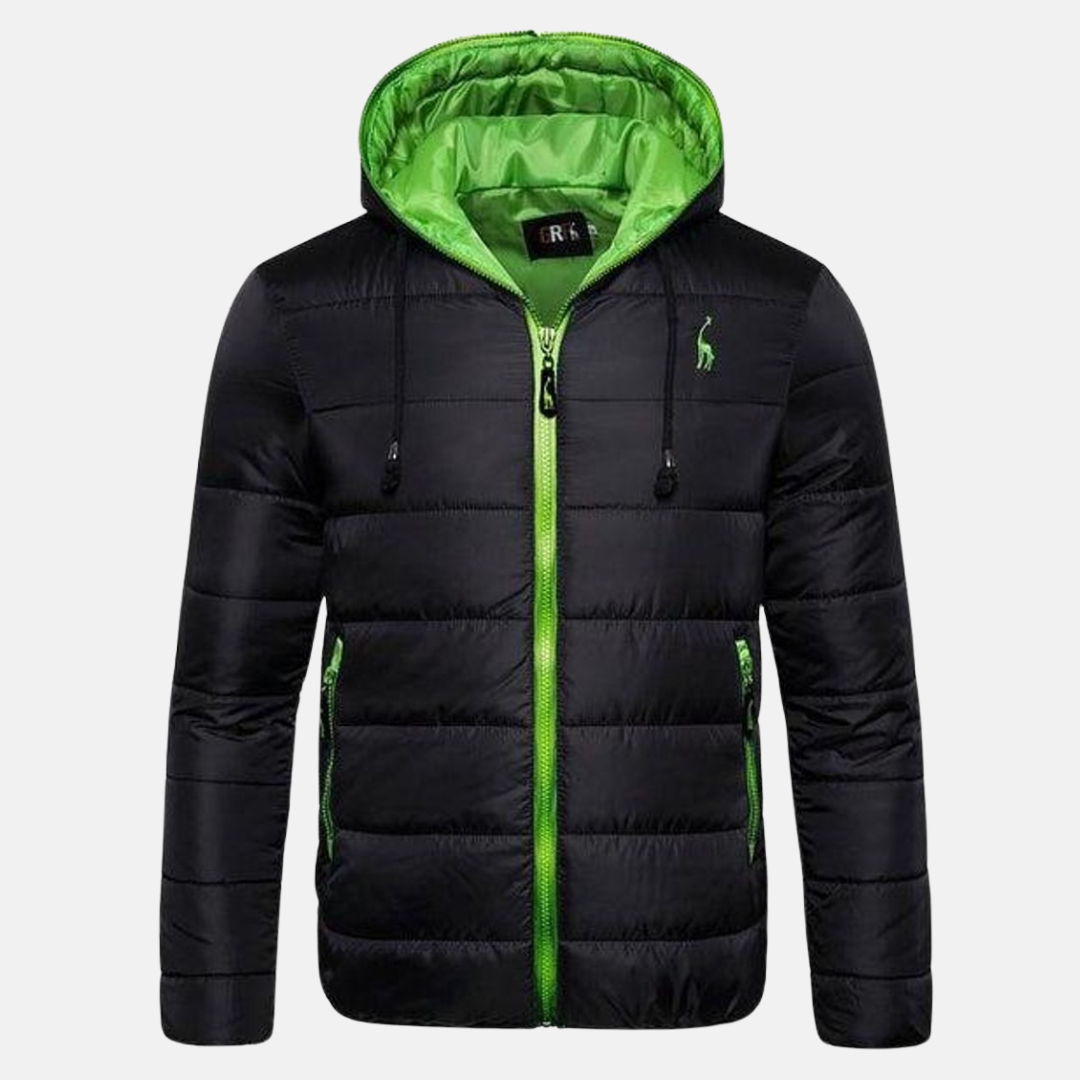 Shopnory | Daunenjacke Normale Passform Wasserabweisend Kapuze Reißverschluss Taschen