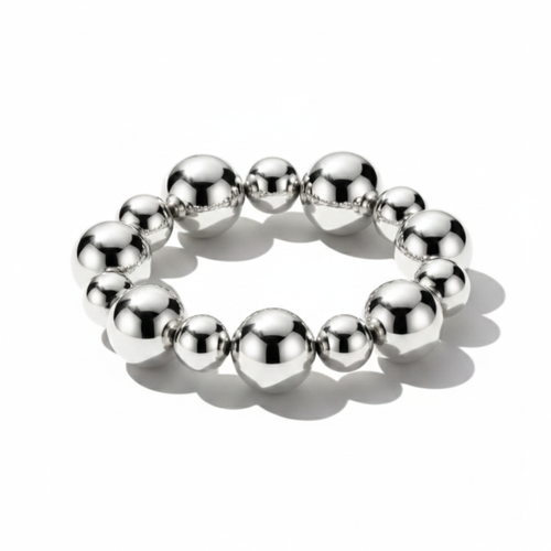 Damen Elastisches Kugelarmband in Polierter Silberoptik | Shop Nory