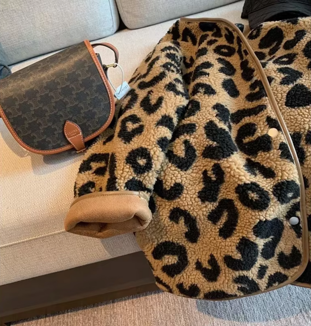 Stylische Leopardenmuster Fleecejacke