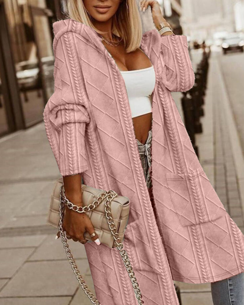 Cardigan - Langer Kapuzenpullover aus Baumwollmischung