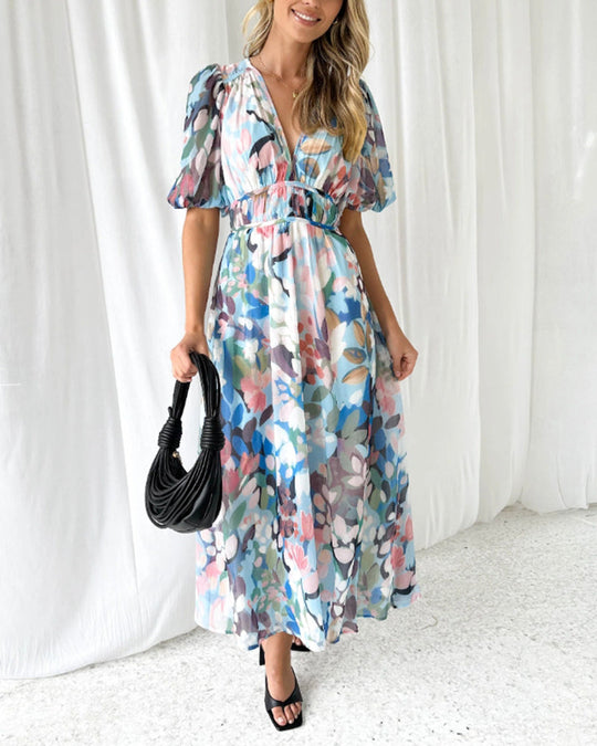 Boho Blumen Maxi Kleid