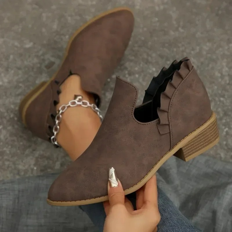 Elina Haltbare und Rutschfeste Stiefelette mit Rüschendetails Shopnory