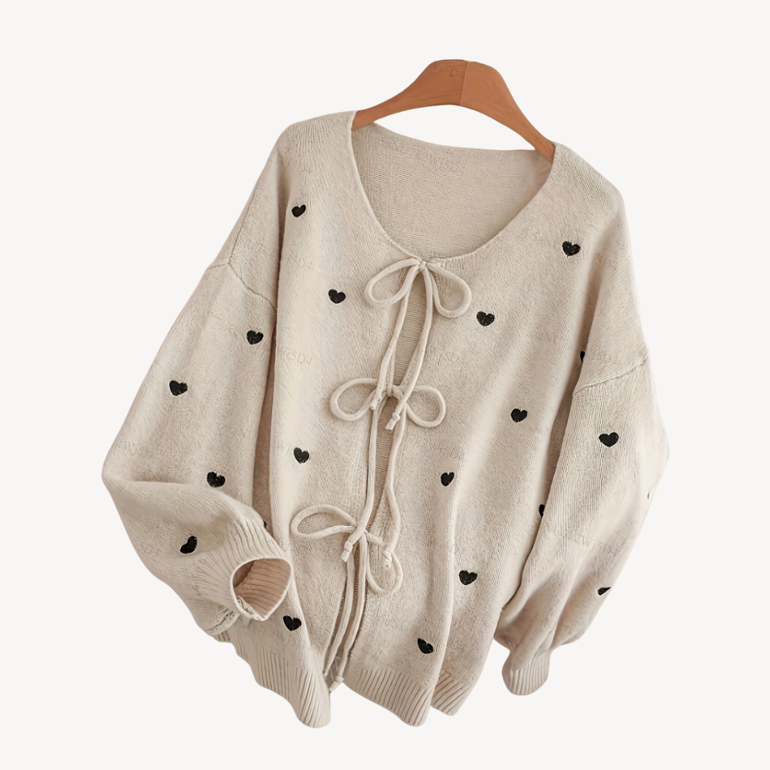 Herzdruck Baumwoll-Cardigan für Frauen