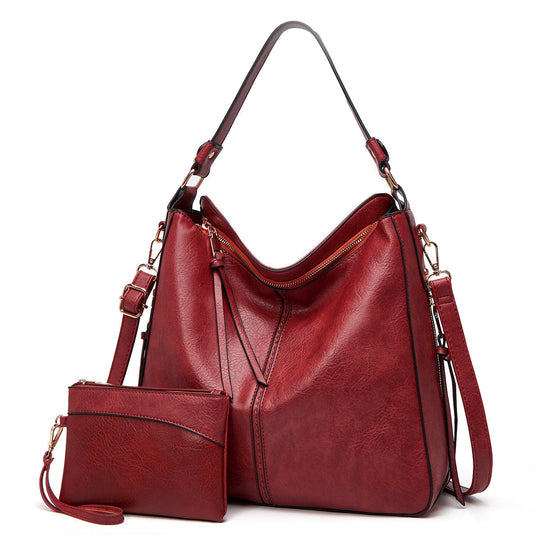 Leder Tasche mit Großer Kapazität und Seitenfächern
