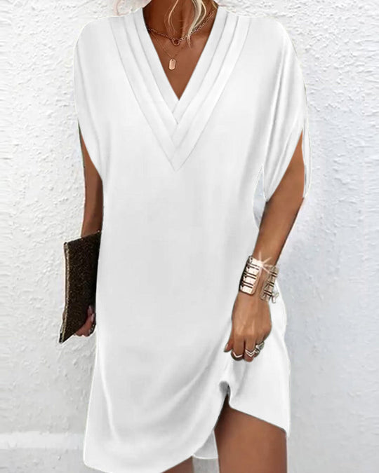 Elegantes Kleid mit Offenen Ärmeln und V-Ausschnitt