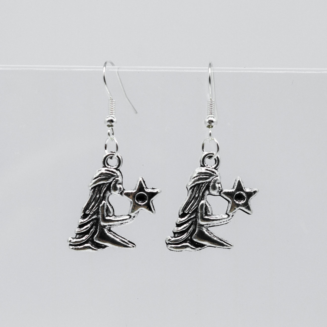 Silver Earrings With Zodiac Symbol Charm | Shop Nory
