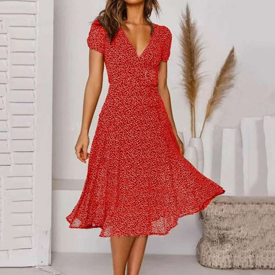 Lässiges Schickes Kleid Mit V-Ausschnitt