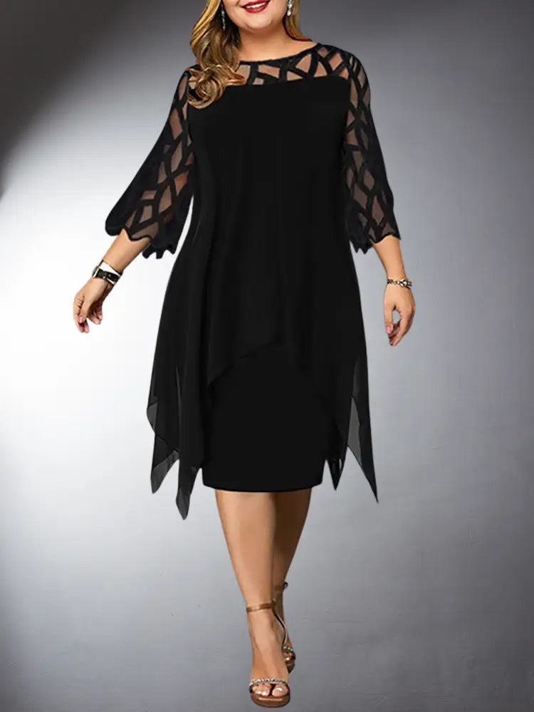 Elegantes Plus Size Spitzen Midi Kleid