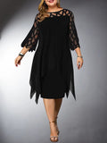 Elegantes Plus Size Spitzen Midi Kleid