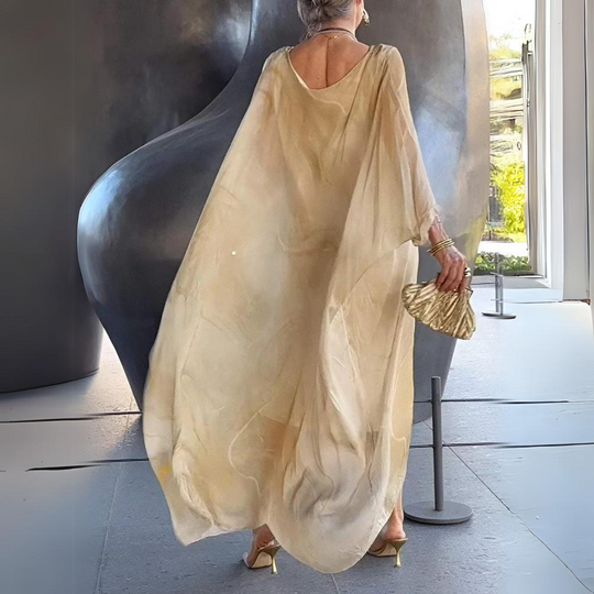 Bauchbedeckendes Seiden-Chiffon-Kleid