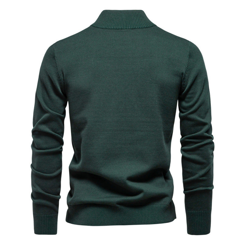 Herren-Strickpullover mit Stehkragen und Reißverschluss