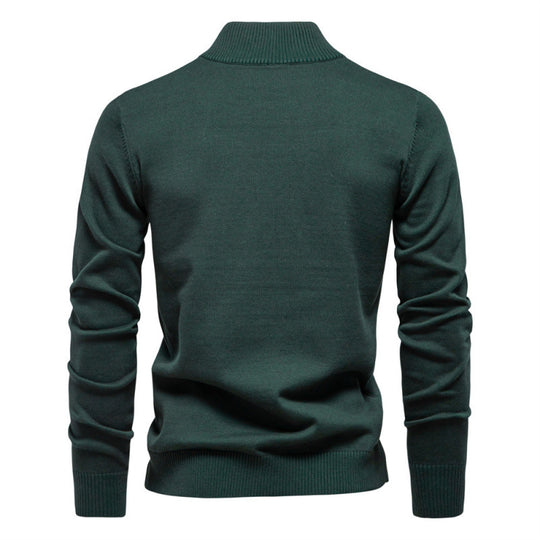 Herren-Strickpullover mit Stehkragen und Reißverschluss