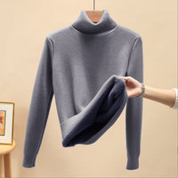 Grau Rollkragen Fleece-Pullover
