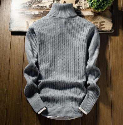 Herren-Strickpullover mit Rollkragen und Zopfmuster