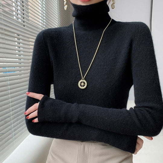 Damen-Strickpullover mit Stehkragen, warm und vielseitig
