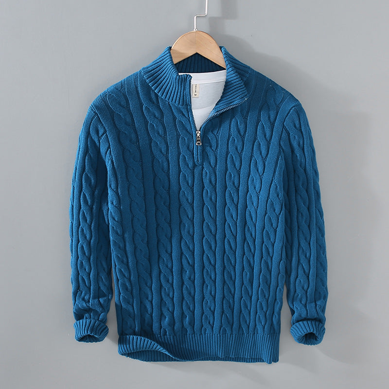 Herren-Strickpullover mit Reißverschluss und Stehkragen