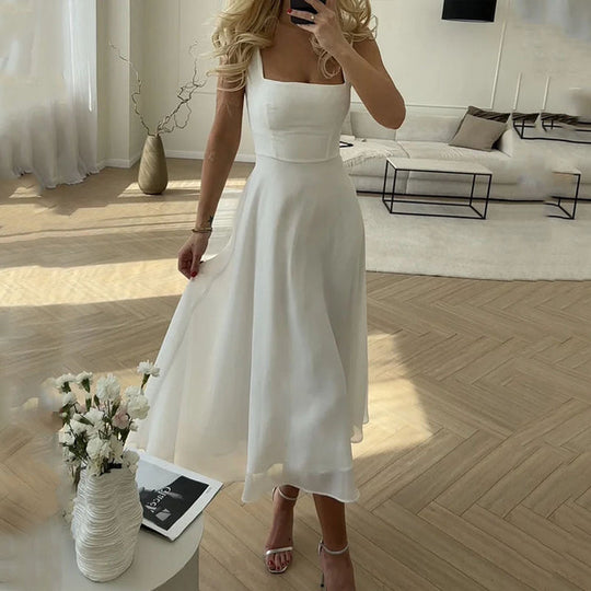 Damenmode, Elegante, Ärmellose, Einfarbige Kleider