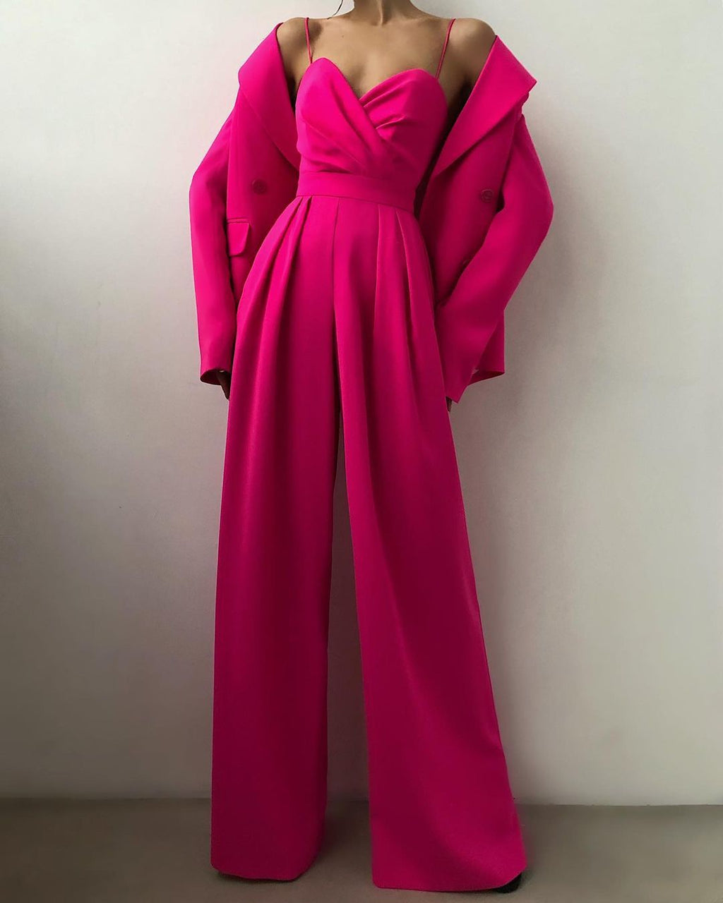 Damen Eleganter Fließender Jumpsuit mit Spaghettibändern für Festliche Anlässe