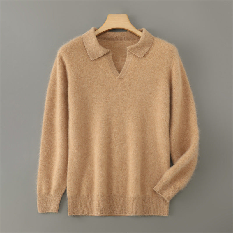 Herren-Wollpullover mit Kragen, Business-Casual