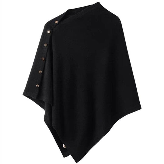 Knopfdetail Poncho - Asymmetrisches Design mit Drapiertem Schnitt