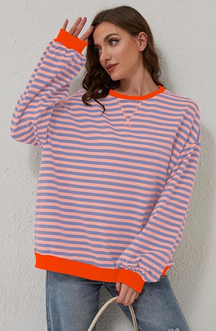 ShopNory | Oversized Gestreiftes Damen Sweatshirt