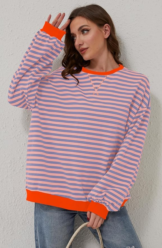 ShopNory | Oversized Gestreiftes Damen Sweatshirt
