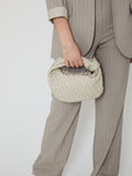 Stilvolle Weiße Damen Handtasche mit Geflochtenem Design