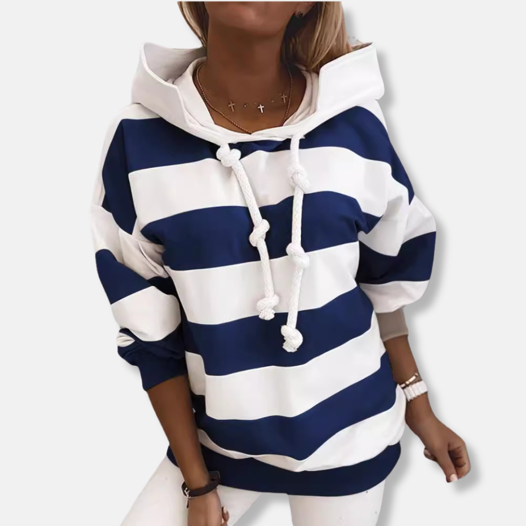 Lockere Passform Hoodie Gestreifter Lässiger Hoodie