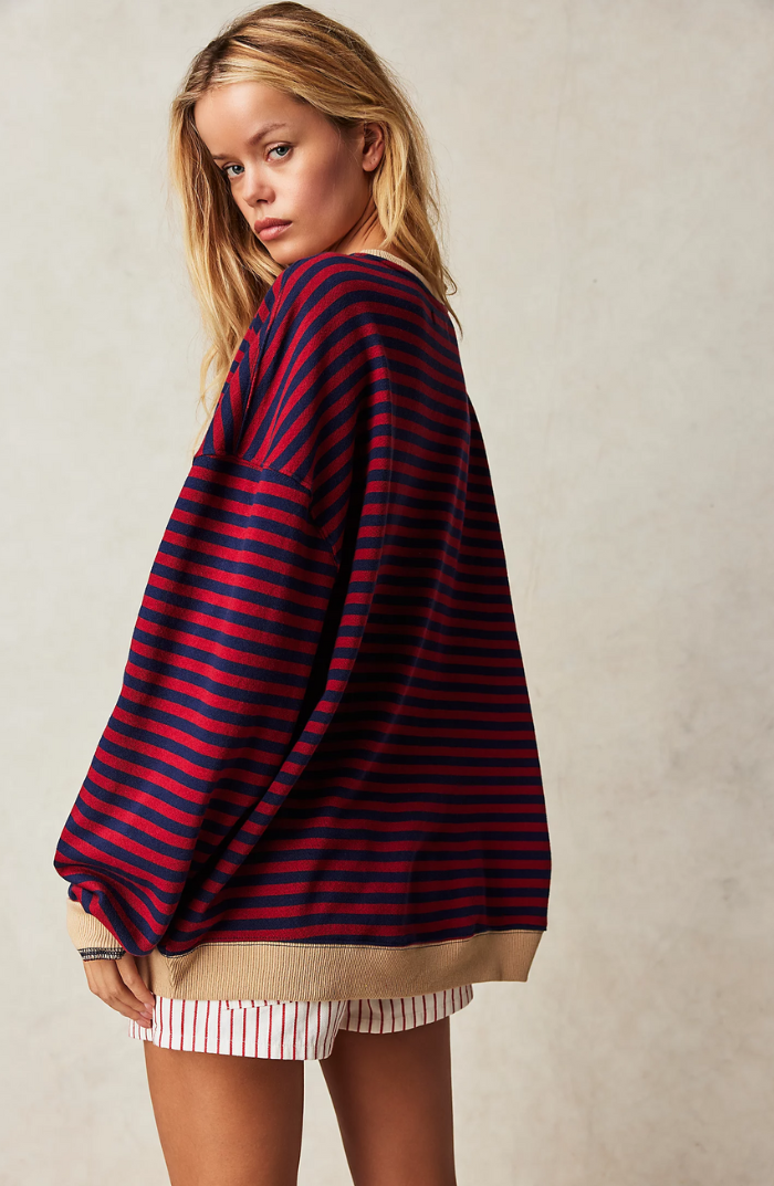 ShopNory | Oversized Gestreiftes Damen Sweatshirt