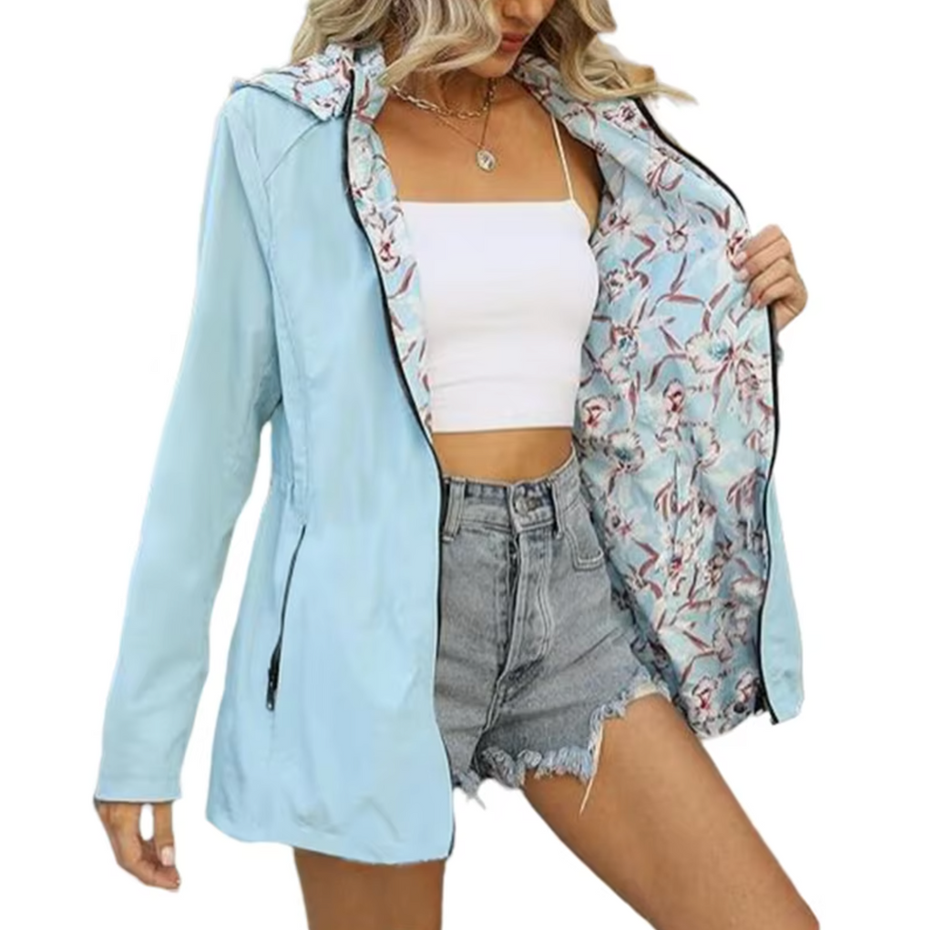 Wendbare Jacke mit Kapuze und Muster