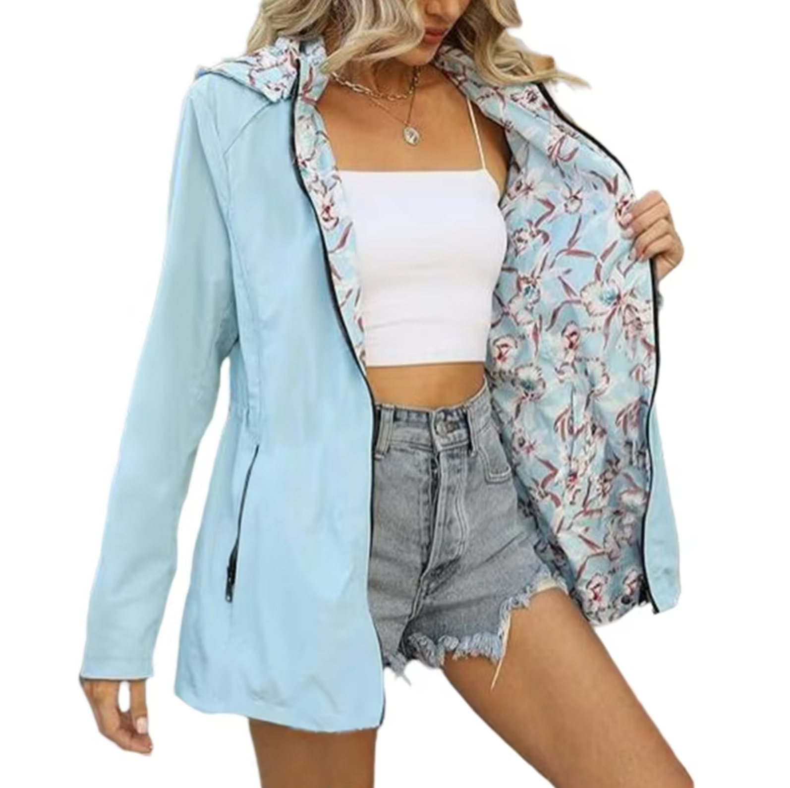 Wendbare Jacke mit Kapuze und Muster