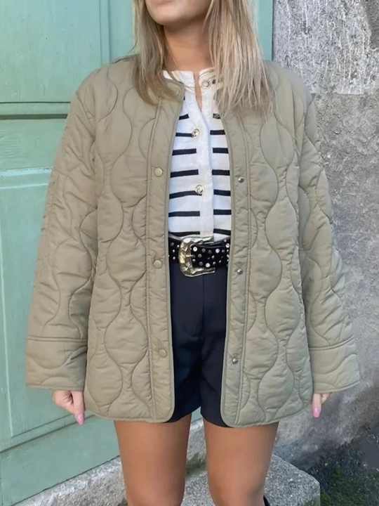 Gepolsterte Jacke Damen, Leichtes Übergröße Modell mit Taschen, Knopfverschluss