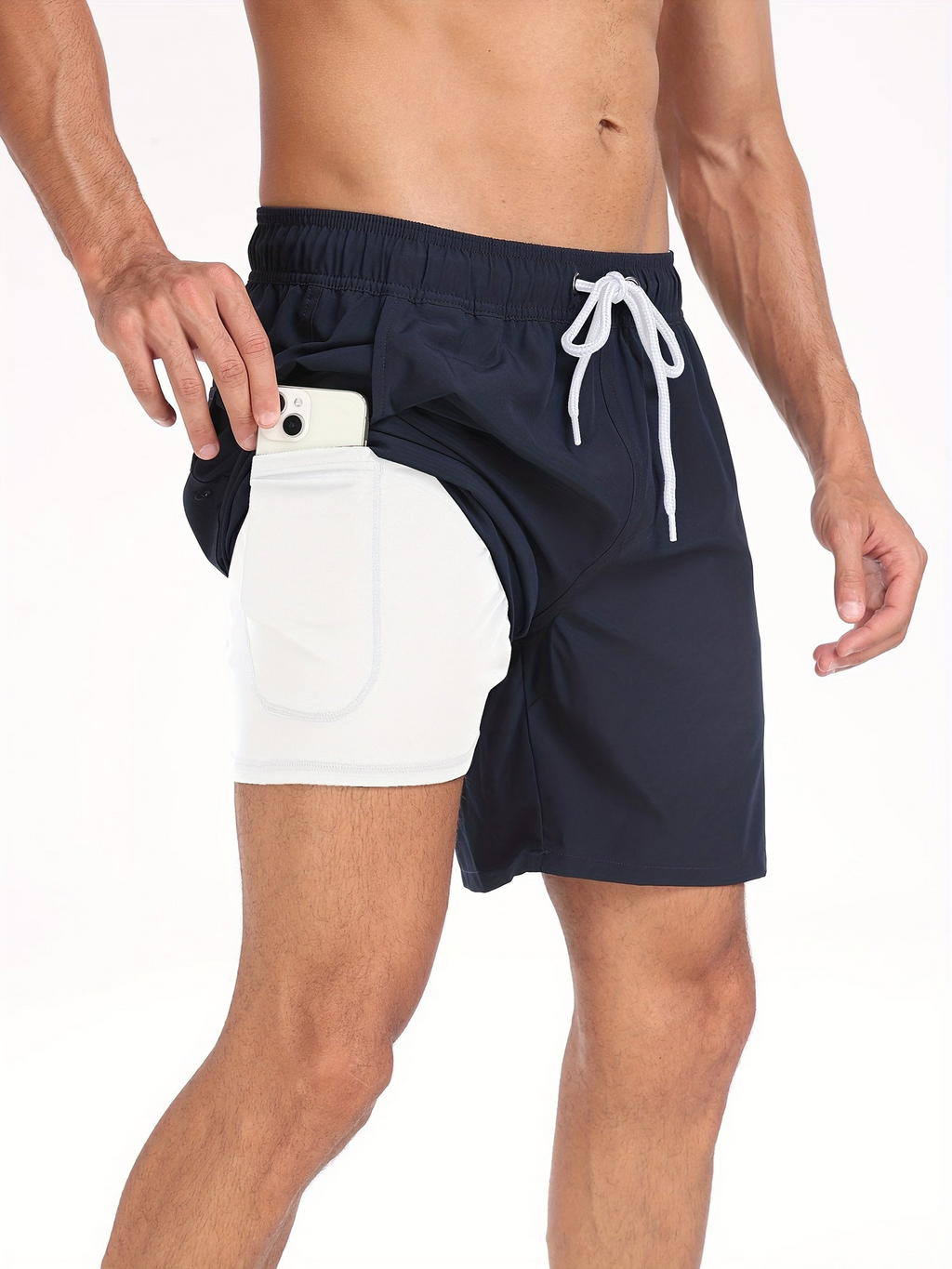 Schnell Trocknende Herren Badehose Doppelschicht Design