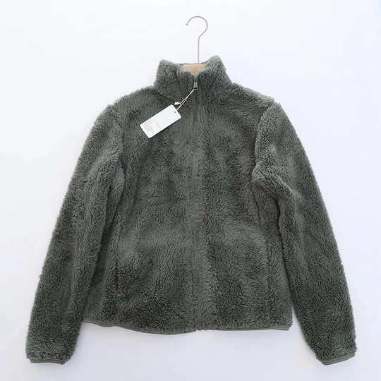 Weiche Sherpa Zip Up Hohe Kragenjacke, Fleeceweste