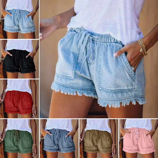 High-Waist Denim-Shorts