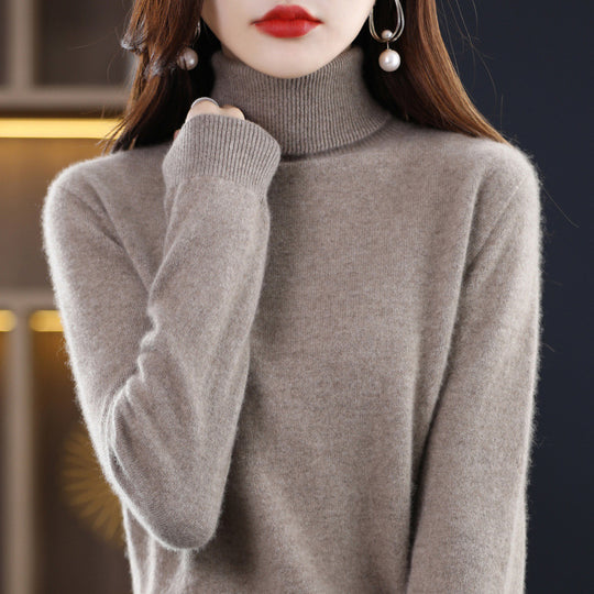Eleganter Damen-Rollkragenpullover, Strick, locker geschnitten