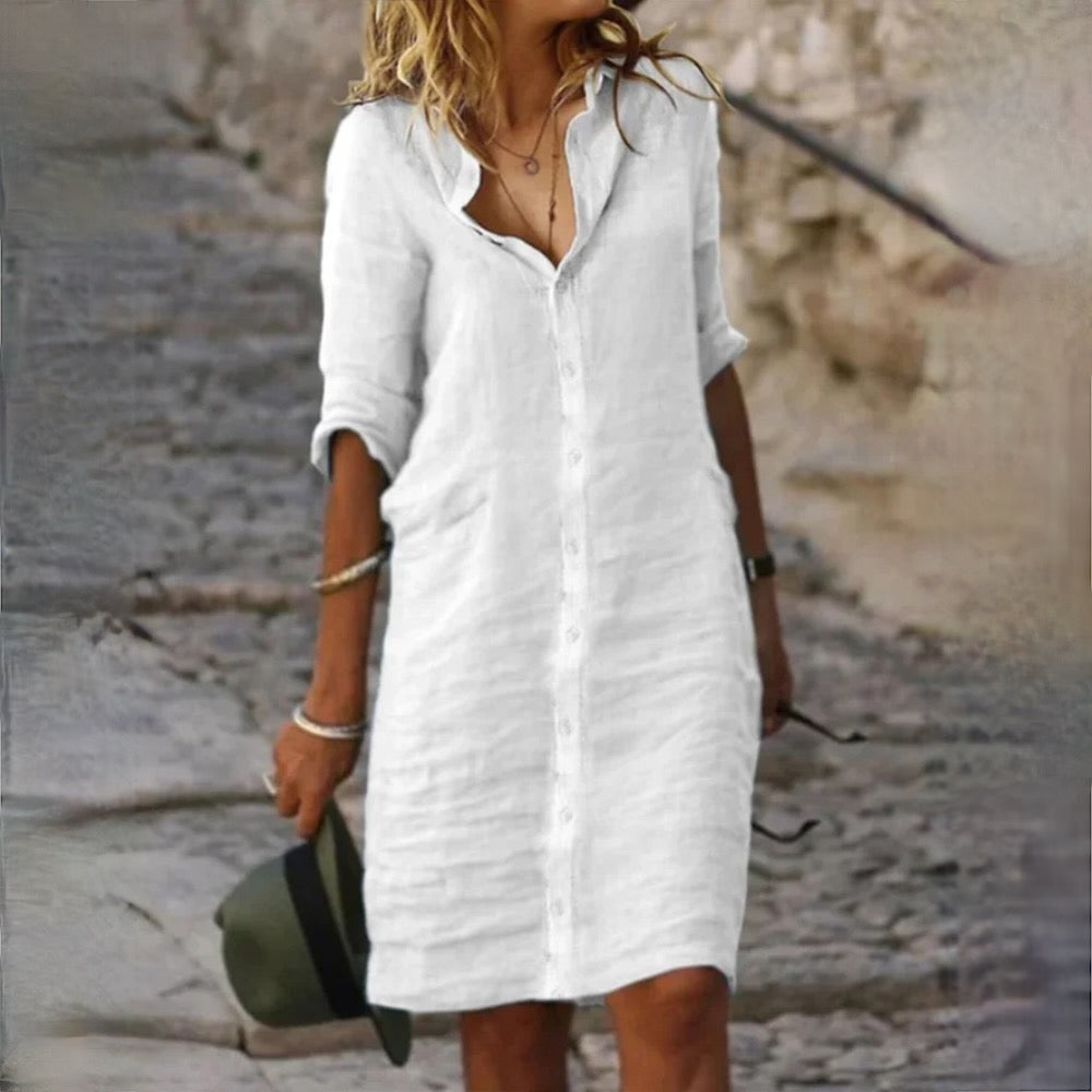 ShopNory | Baumwolle Leinen Damen Kleid
