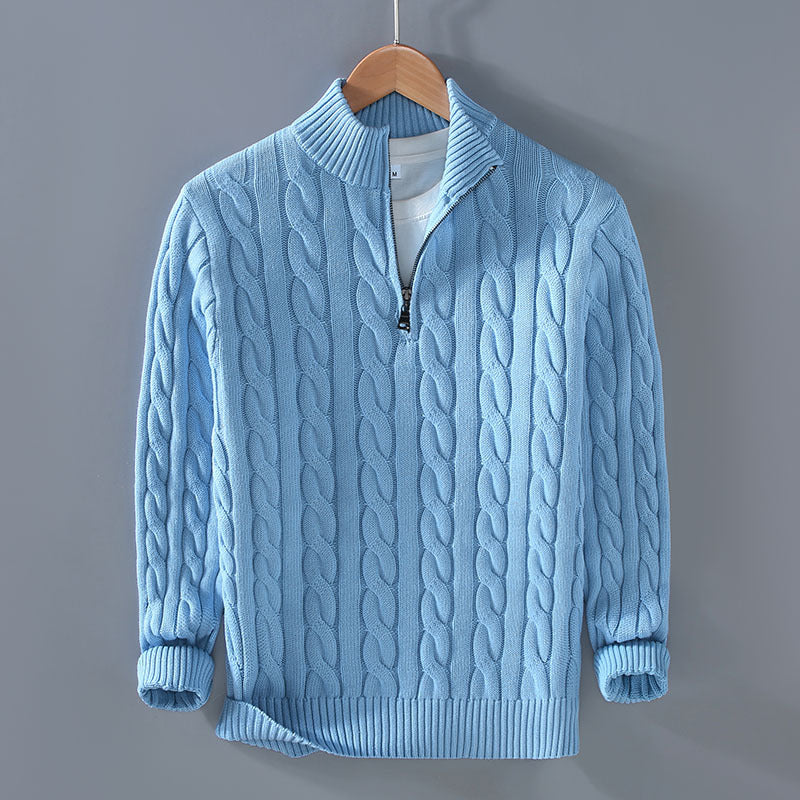 Herren-Strickpullover mit Reißverschluss und Stehkragen