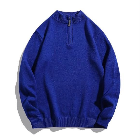 Herren-Strickpullover mit halbem Reißverschluss