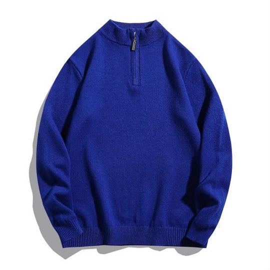 Herren-Strickpullover mit halbem Reißverschluss